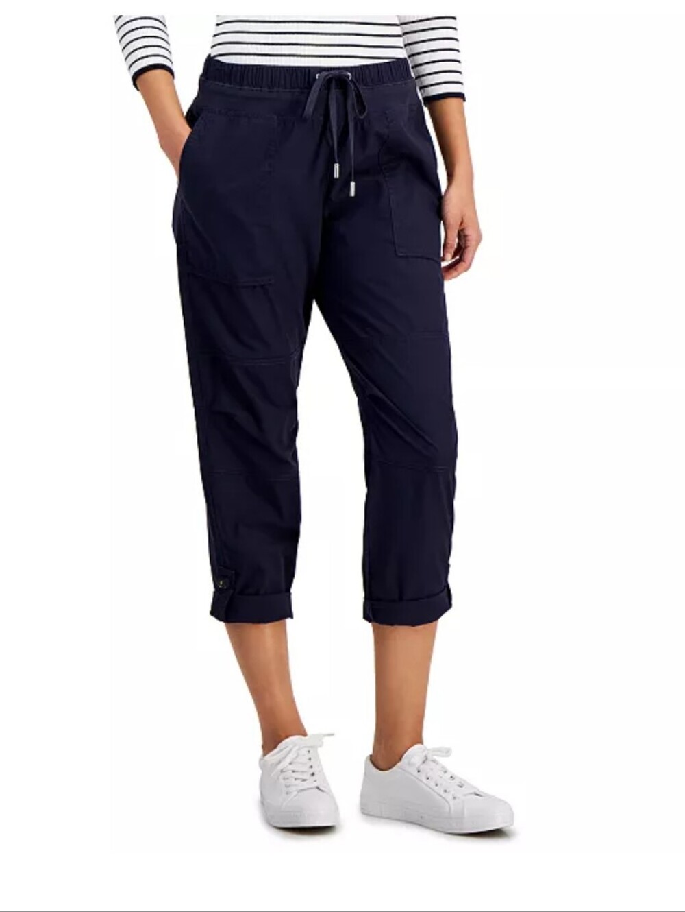 Women's Nautica Navy Drawstring Crop Utility Pants